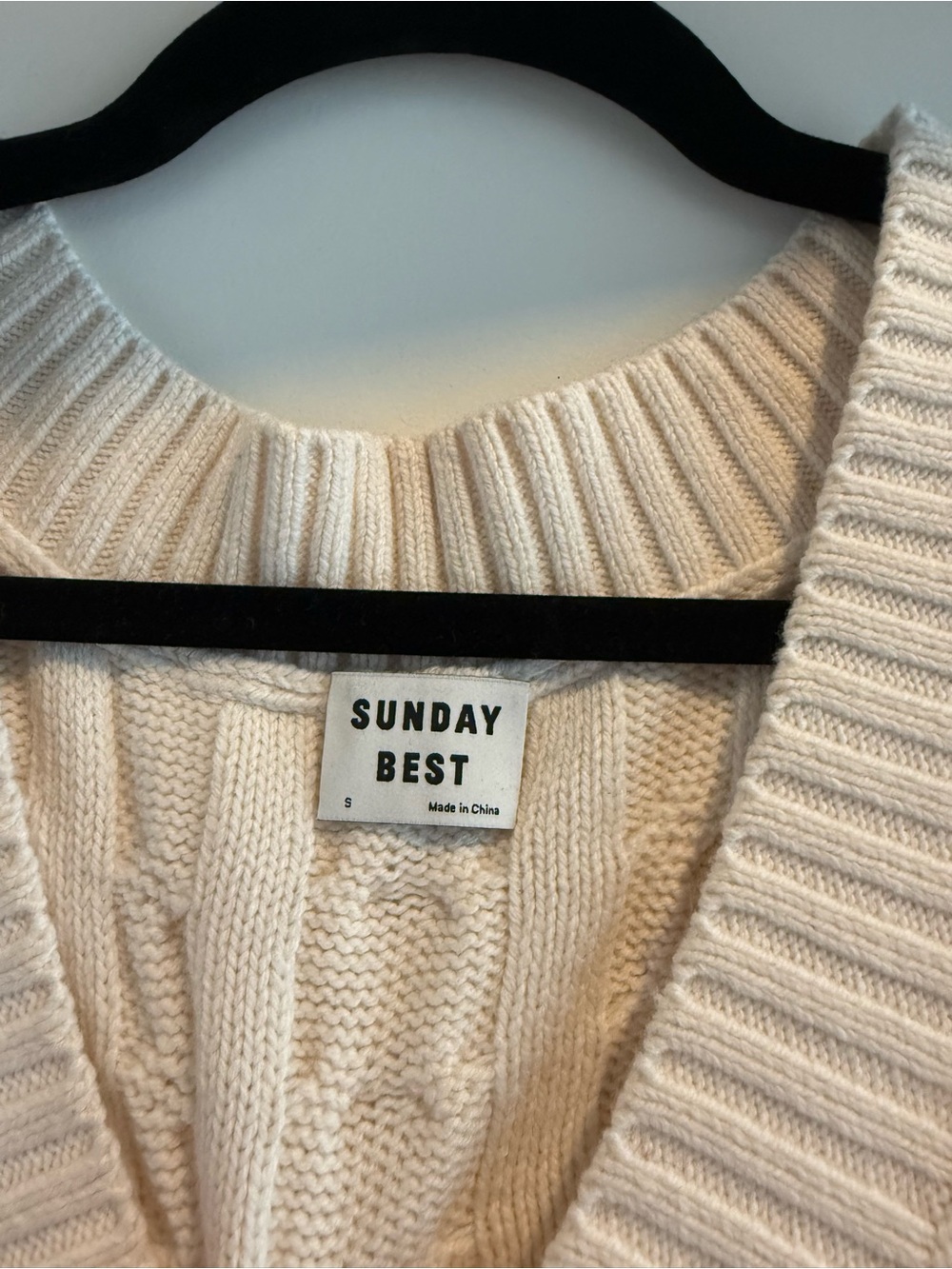 Sunday Best Cream Cable Knit V-Neck Sweater Vest - Picture 2 of 3